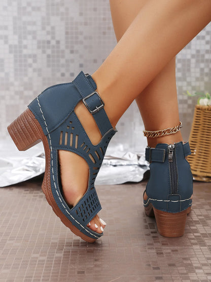 Sandales Femme à Talons Épais & Bout Ouvert — Yassinfy